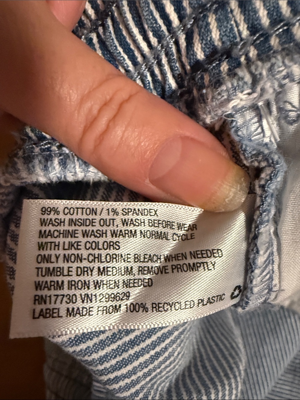 wild fable Blue and White Pinstripe Drawstring Jean Shorts with pockets - Picture 3 of 7